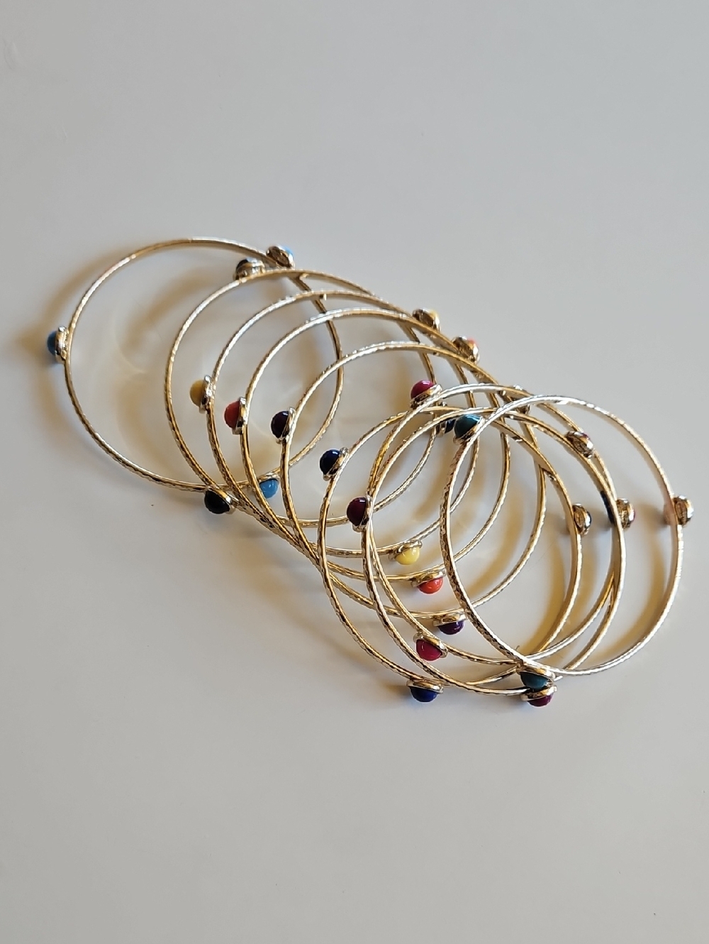 Nordstrom Gold-Tone Multi-Colored Enamel Stone Bangle Bracelet Set of 9 - Picture 5 of 5